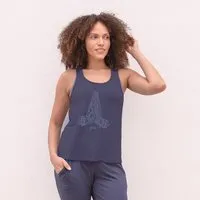 Jaya Jaya ALASKA GIVE - Damen - lockeres Top mit offenem Rücken aus Tencel-Baumwoll-Mix, Nightblue/blau, – Produktbild 1 von 1