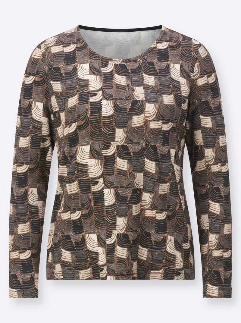 Witt Rundhalsshirt beige-schwarz-bedruckt, Beige-schwarz-bedruckt, – Produktbild 1 von 2