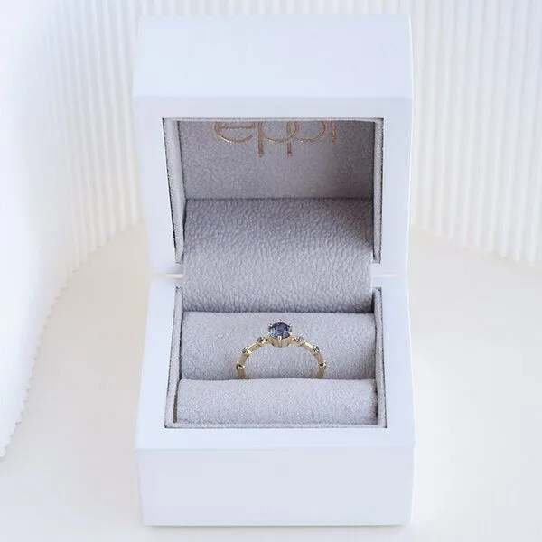 Eppi Eppi Ring mit Alexandrit und seitlichen Salt and Pepper Diamanten Imelda, Gelb, – Produktbild 4 von 4