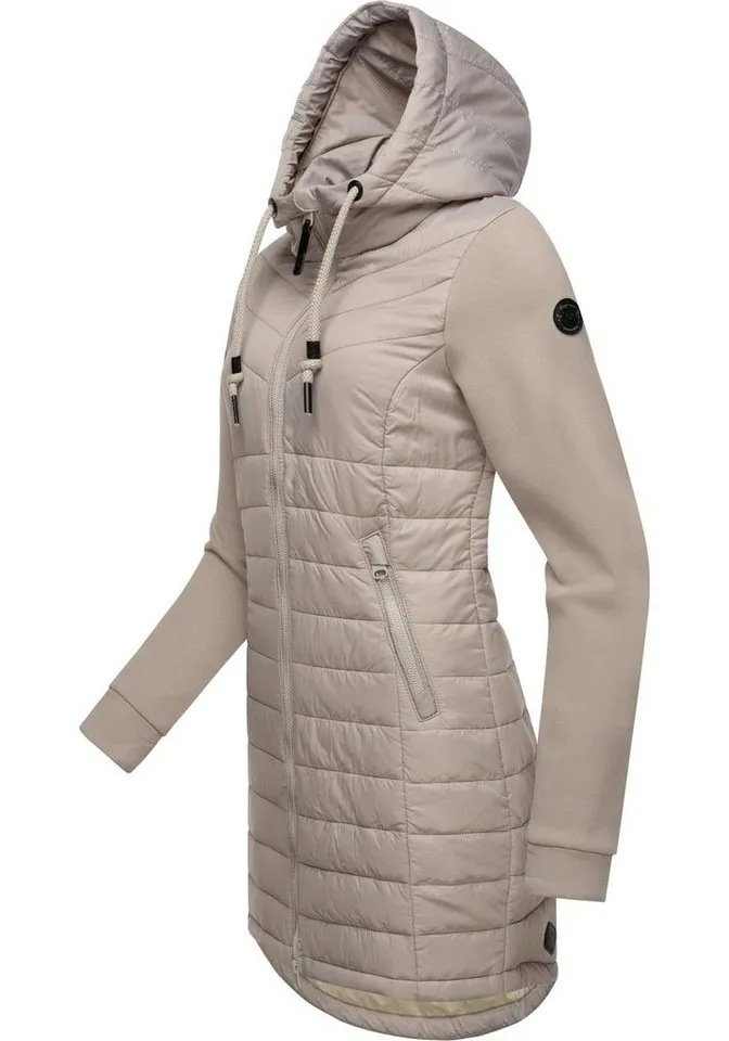 ragwear ragwear Steppmantel Lucinda Long Mantel aus modernem Materialmix mit Kapuze, Braun, – Produktbild 3 von 4