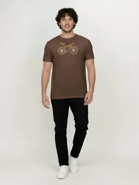 GreenBomb GREENBOMB Bike Gravel Loom - Funktionales T-Shirt aus Merino-Wolle / hochwertiger Print / Fair & Vegan, Braun (earth wood), – Produktbild 3 von 4