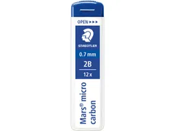 Staedtler STAEDTLER Ersatzminen für Druckbleistifte 'Mars micro carbon' Ø 0,7 mm, 12 Stk., 2B – Produktbild 1 von 1