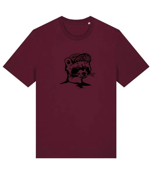 päfjes päfjes Waschbär die Maschine Fahrrad Gravel - Unisex Männer Bio Unifarben T-Shirt, Deep plum (rot), – Produktbild 1 von 4