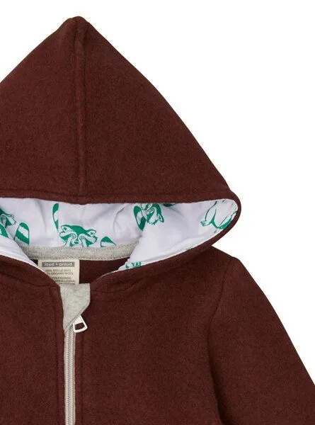 loud + proud loud + proud Babys & Kinder Wollfleece-Jacke mit Kapuze, GOTS-zertifiziert, Wood(braun), – Produktbild 3 von 3
