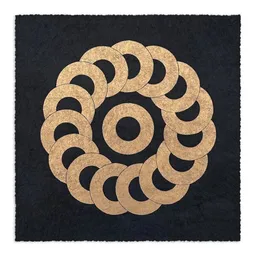 Veskor Cassiopeia Veskor Cassiopeia WARE FARM CIRCLE Kornkreis Linoldruck | 22 × 22 cm | Gold – Produktbild 1 von 1