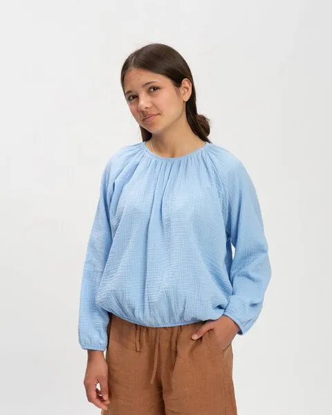 MATONA Matona Luftige Musselin Bluse für Kinder / Balloon Blouse, Powder blue, – Produktbild 1 von 4