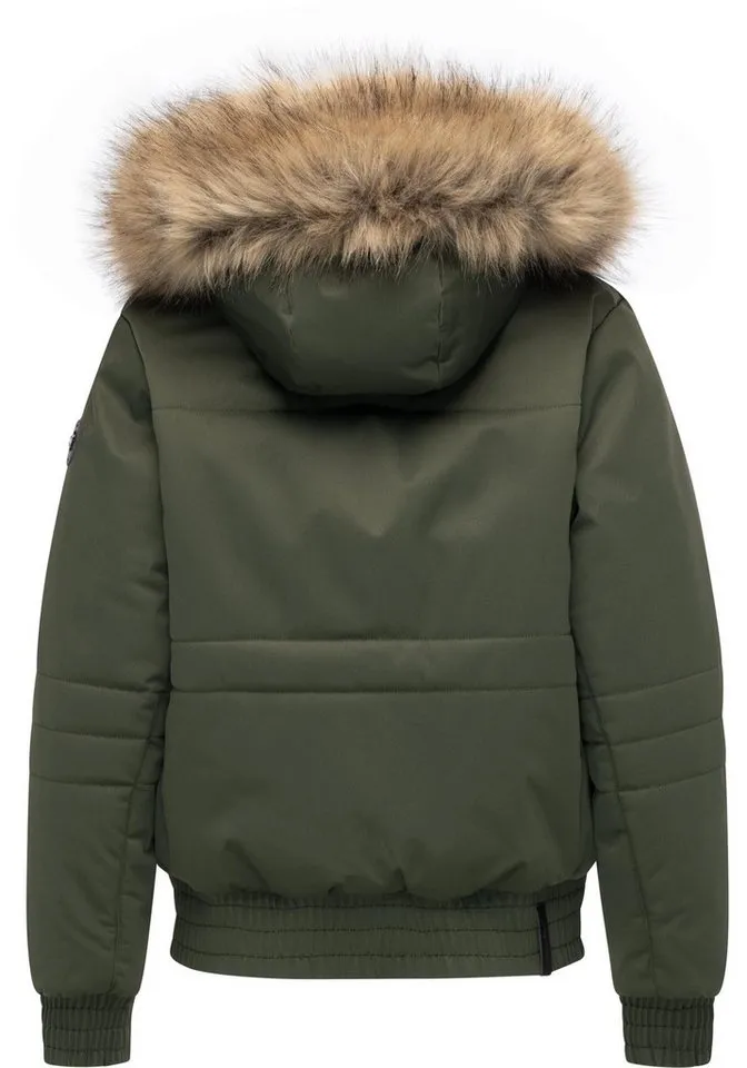 ragwear ragwear Winterjacke Deluxia YOUMODO modische Damen Bomberjacke mit Kunstfell, Grün, – Produktbild 4 von 5