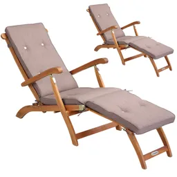 Casaria® Casaria® Gartenliege Queen Mary® 2er-Set Akazie FSC®-zertifiziert inkl Auflage Creme meliert – Produktbild 1 von 1