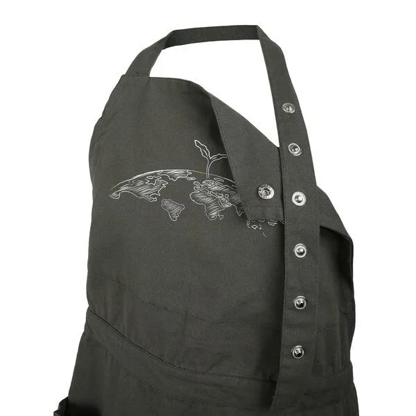 HANDGEDRUCKT HANDGEDRUCKT "Erde" Gartenschürze aus zertifizierter Bio Baumwolle, Dark grey, – Produktbild 2 von 3