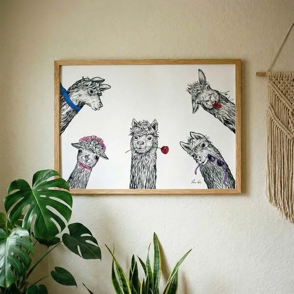 LIGARTI Kunstdruck »Lama Club« von LIGARTI | A4, A3 oder A2 | Wandbild | Poster | Kunst – Produktbild 2 von 3