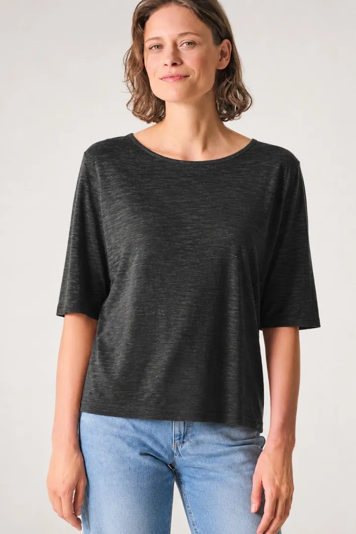 HempAge Hempage Damen vegan T-Shirt, Lässige Passform Schwarz, Schwarz, – Produktbild 2 von 2