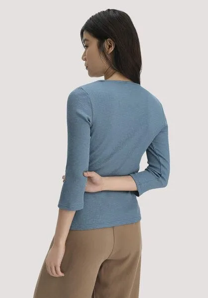hessnatur hessnatur Boatneck Shirt Slim aus Bio-Baumwolle, Kristallblau, – Produktbild 2 von 4