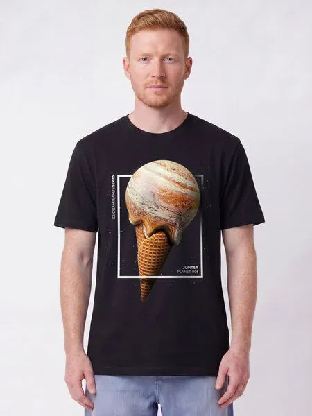 watapparel watapparel T-Shirt Unisex Jupiter Planet, Black, – Produktbild 2 von 2