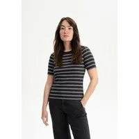 MELA MELA Ripp T-Shirt Style JASLEEN aus 100% Bio-Baumwolle, Schwarz / weiss gestreift, – Produktbild 1 von 1