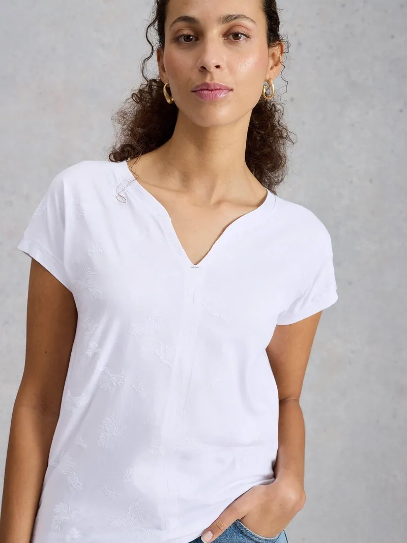 White Stuff Besticktes T-Shirt Nelly - 42, Reines weiß, – Produktbild 1 von 4