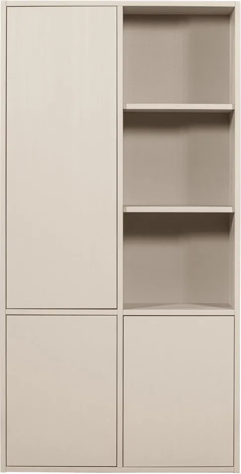 WOOOD Mehrzweckschrank Merel FSC® Massivkiefer und Druckmechanismus B 100 x T 39,5 x H 200 cm Tragkraft 10 kg pro Einlegeboden, einfach zu montierbar, Pfleigleicht, Grau, – Produktbild 3 von 5