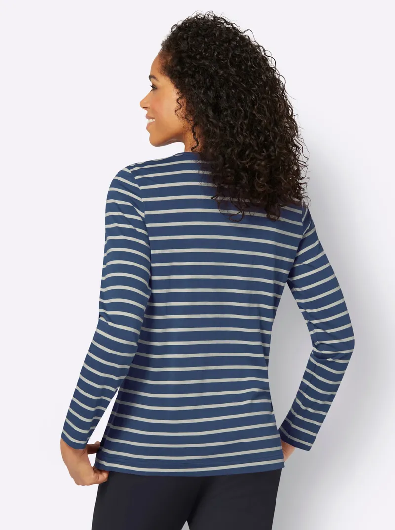 Witt Ringelshirt jeansblau-ecru-gestreift, Jeansblau-ecru-gestreift, – Produktbild 2 von 2