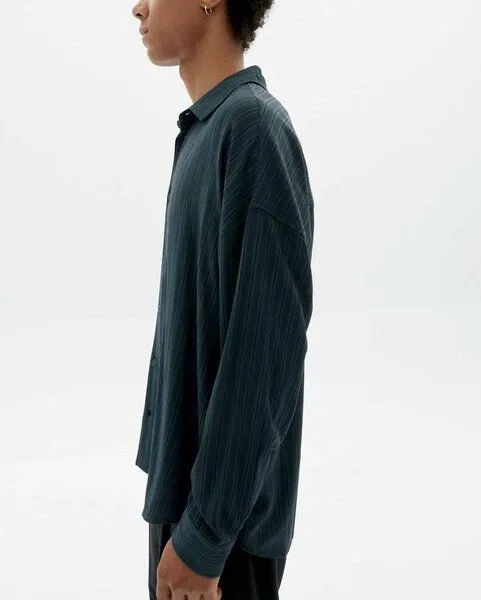 thinking mu thinking mu Streifen-Hemd aus Bio-Baumwolle Modell: Haru, Dark green (grün), – Produktbild 5 von 5