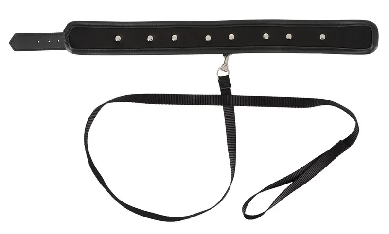 Vegan Fetish Halsfessel plus abnehmbare Leine, Schwarz, – Produktbild 4 von 5
