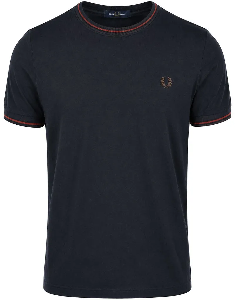 Fred Perry Fred Perry Twin Tipped T-Shirt Navy 75C - Größe L, Blau, – Produktbild 2 von 5
