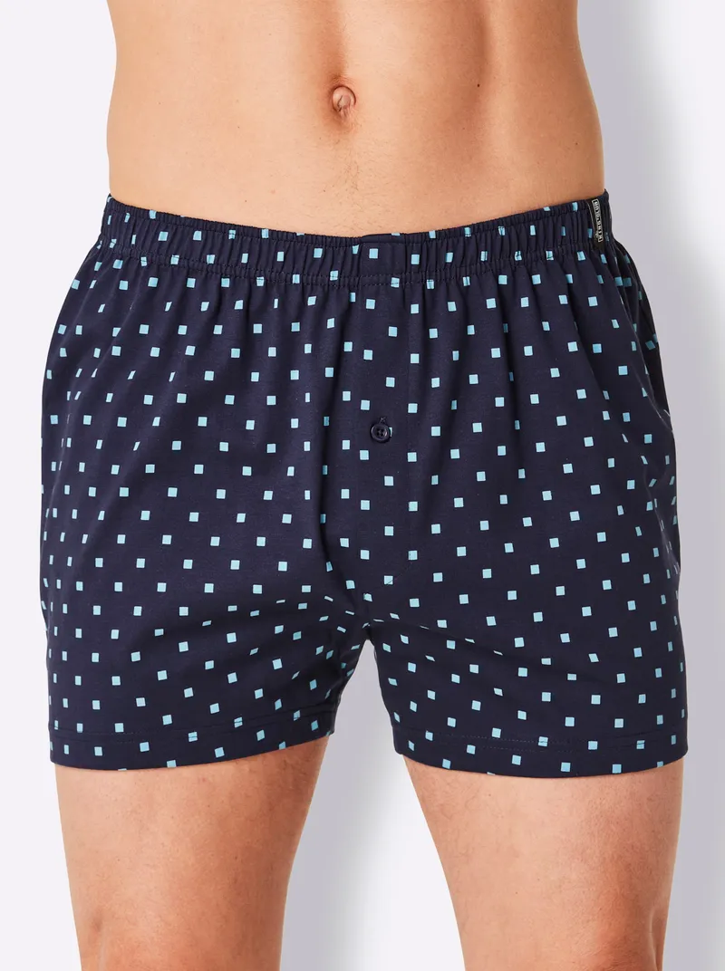KINGsCLUB Boxershorts marine-gestreift + marine-bedruckt + marine-kariert, Marine-gestreift + marine-bedruckt + marine-kariert, – Produktbild 1 von 3