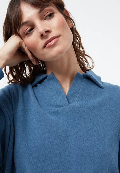 Givn Berlin Givn Berlin Sweater GBRESA aus recycelter Baumwolle mit Kragen, Distant blue, – Produktbild 3 von 4