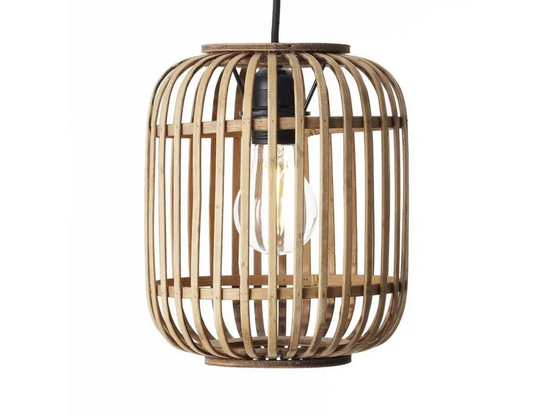 Brilliant Brilliant Pendelleuchte Woodrow, ohne Leuchtmittel, Bambus Lampe im Boho Stil, 130 x 21 cm, E27, Braun, – Produktbild 2 von 3