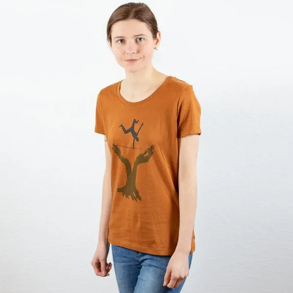 Spangeltangel Spangeltangel T-Shirt "Slackline", Sport, Hobby, bedruckt, Siebdruck, für Frauen, Orange, – Produktbild 1 von 3