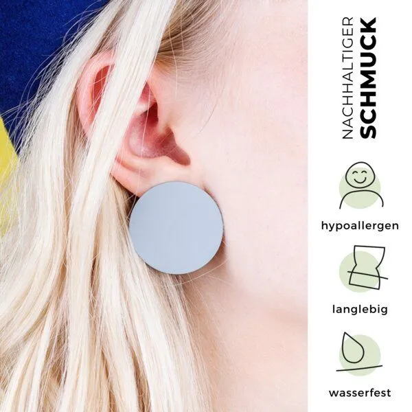ALEXASCHA ALEXASCHA Runde Statement Ohrringe aus Titanzink | 30mm, Grau, – Produktbild 3 von 4