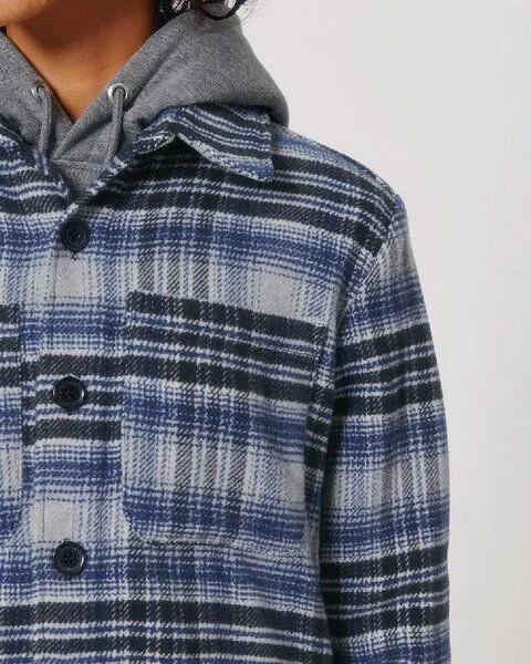 YTWOO YTWOO Overshirt im Karolook für Damen und Herren | Hemdjacke | Holzfällerjacke | aus recyceltem PET, Blau kariert, – Produktbild 2 von 4