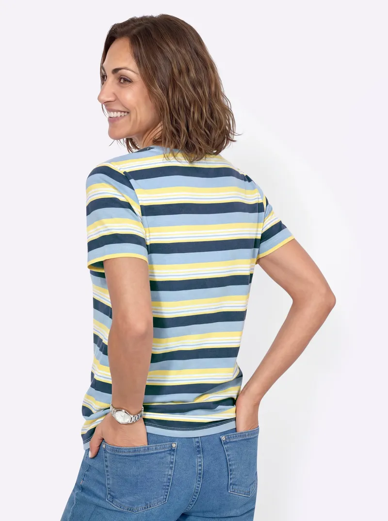 Witt Ringelshirt dunkelblau-zitrone-gestreift, Dunkelblau-zitrone-gestreift, – Produktbild 2 von 2