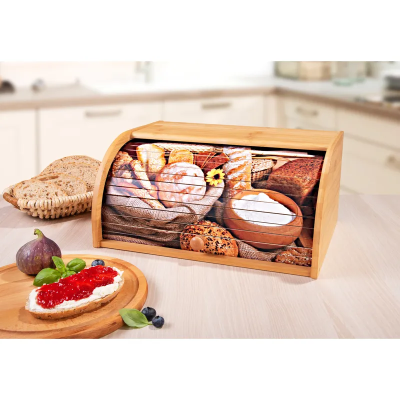 MODERNE HAUSFRAU MODERNE HAUSFRAU Bambus-Rollbrotkasten mit Motiv, Braun, – Produktbild 3 von 3