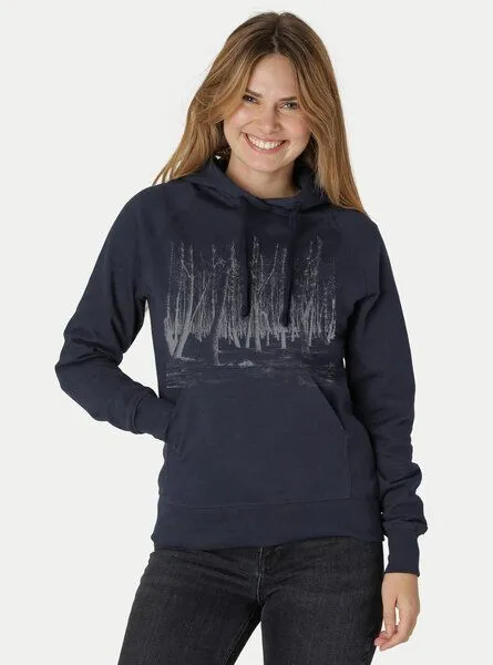 Peaces.bio - handbedruckte Biomode Peaces.bio - handbedruckte Biomode Damen Hoodie Woodland, Navy, – Produktbild 2 von 2