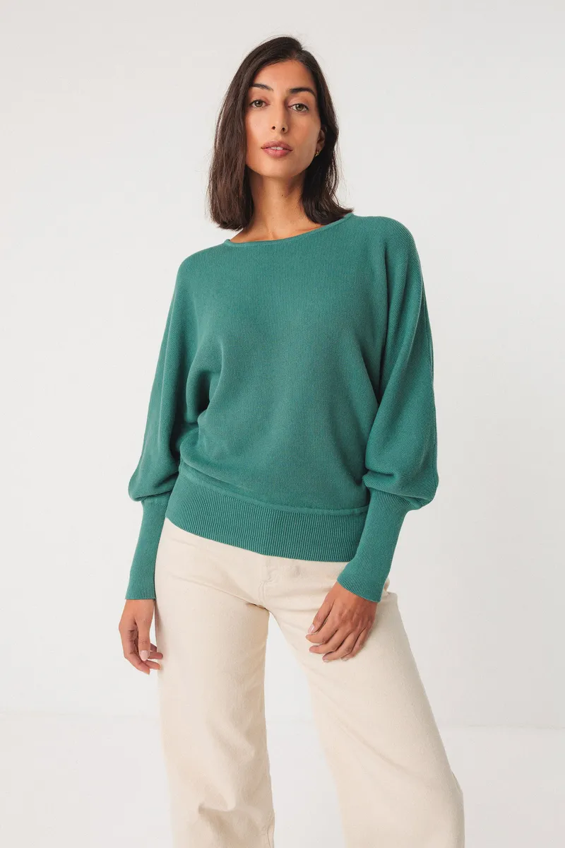 SKFK SKFK Damen vegan Strickpullover Ibar Blau, Blau, – Produktbild 1 von 2