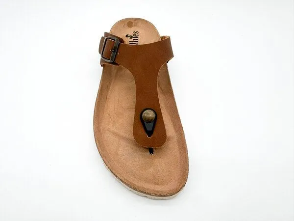 thies Vegane thies ® Eco Bio Thong Sandale aus rec. PET mit Kork-Tieffussbett, Cinnamon, – Produktbild 4 von 4