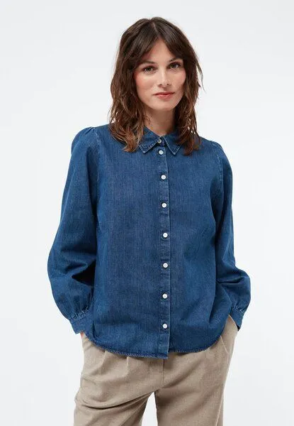 Givn Berlin Givn Berlin Jeansbluse GBLYRA in elegantem Schnitt, Dark blue, – Produktbild 2 von 4
