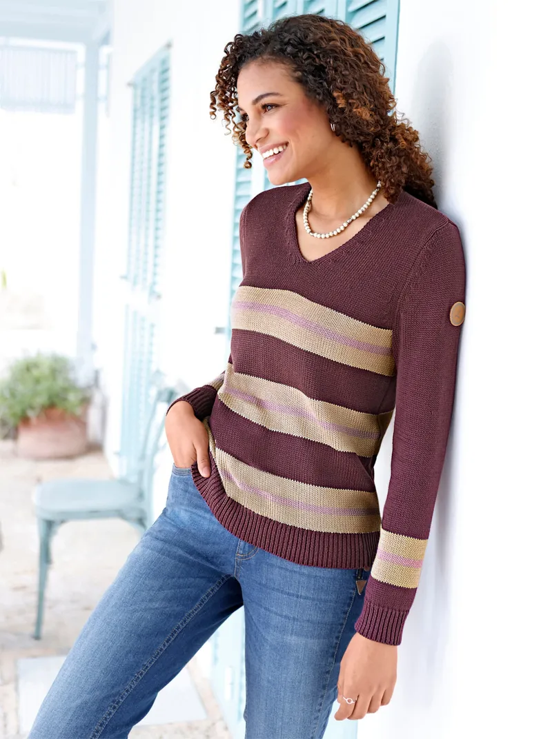 Witt Pullover burgund-beige, Burgund-beige, – Produktbild 1 von 1