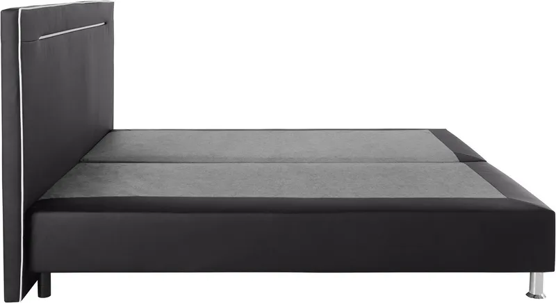 COLLECTION AB Boxspringbett LONDON inkl. Bonnell-Federkernmatratze H2, mit Topper, Kissen & LED, 90/140/180 cm x 200 cm, Schwarz, – Produktbild 7 von 8