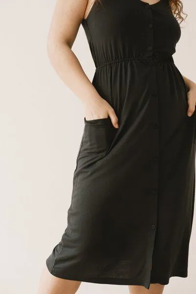 TIRALAHILACHA TIRALAHILACHA Hiara Tencel midi dress, Schwarz, – Produktbild 3 von 4