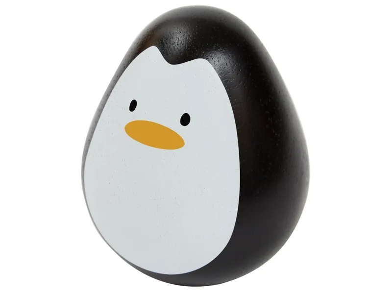 PlanToys PlanToys Wackelnder Pinguin Stehaufmännchen aus recyceltem Kautschukholz Durchmesser 6 cm, Höhe 7,5 cm, Weiß, schwarz, – Produktbild 2 von 4