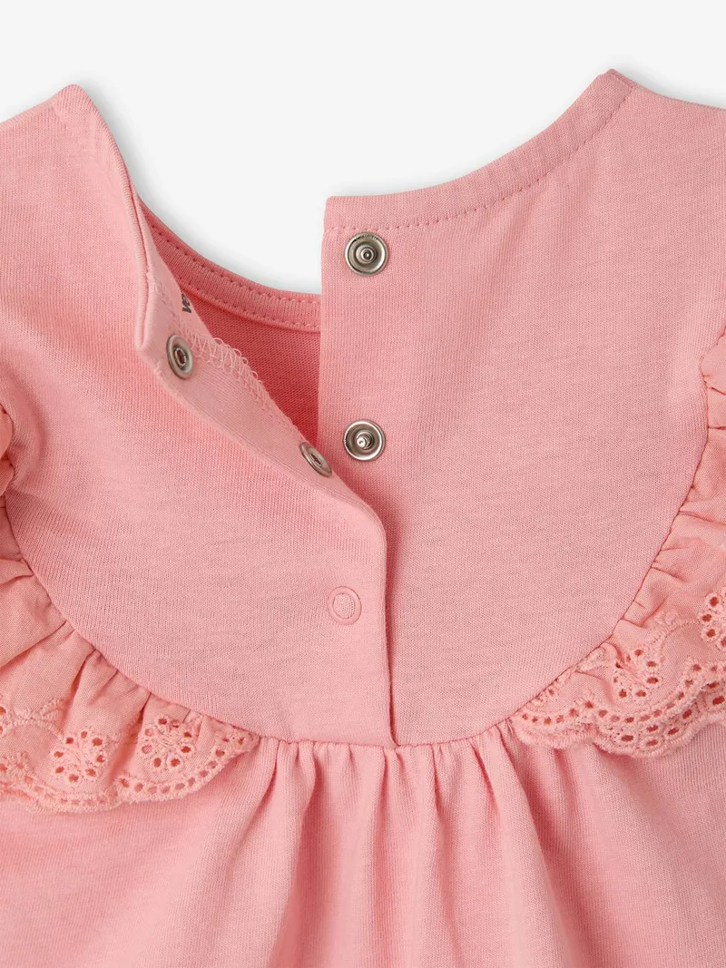 Vertbaudet Baby T-Shirt mit Spitzen-Ärmeln, Rosa, – Produktbild 3 von 4