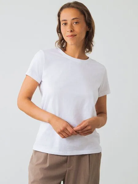 Honest Basics Honest Basics Damen Basic T-Shirt aus Bio- und recycelter Baumwolle, Weiss, – Produktbild 1 von 4
