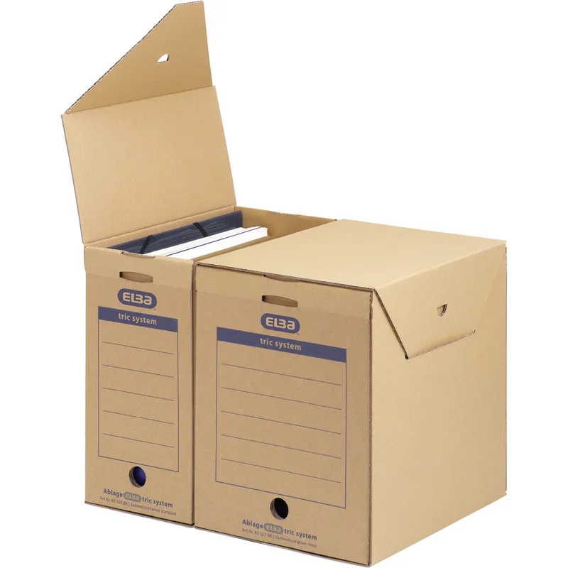 Elba Elba Sammelcontainer 'tric system standard' mit Verschlusslasche, DIN A4, Naturbraun, – Produktbild 1 von 3