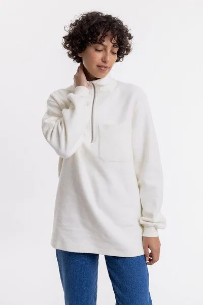 Rotholz Rotholz Half Zip Sweatshirt aus Bio-Baumwolle, Weiss, – Produktbild 4 von 8