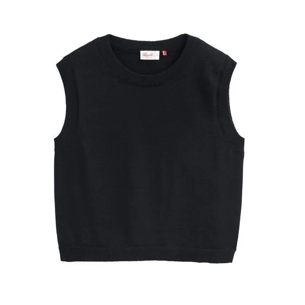 People Wear Organic People Wear Organic Merino Strick Pullunder, schwarz uni, Schwarz, – Produktbild 1 von 4