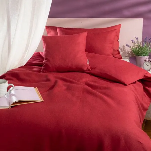 nahtur-design nahtur-design Leinenbettwäsche | 100% Leinen | kräftige Farben, Rot, – Produktbild 1 von 4