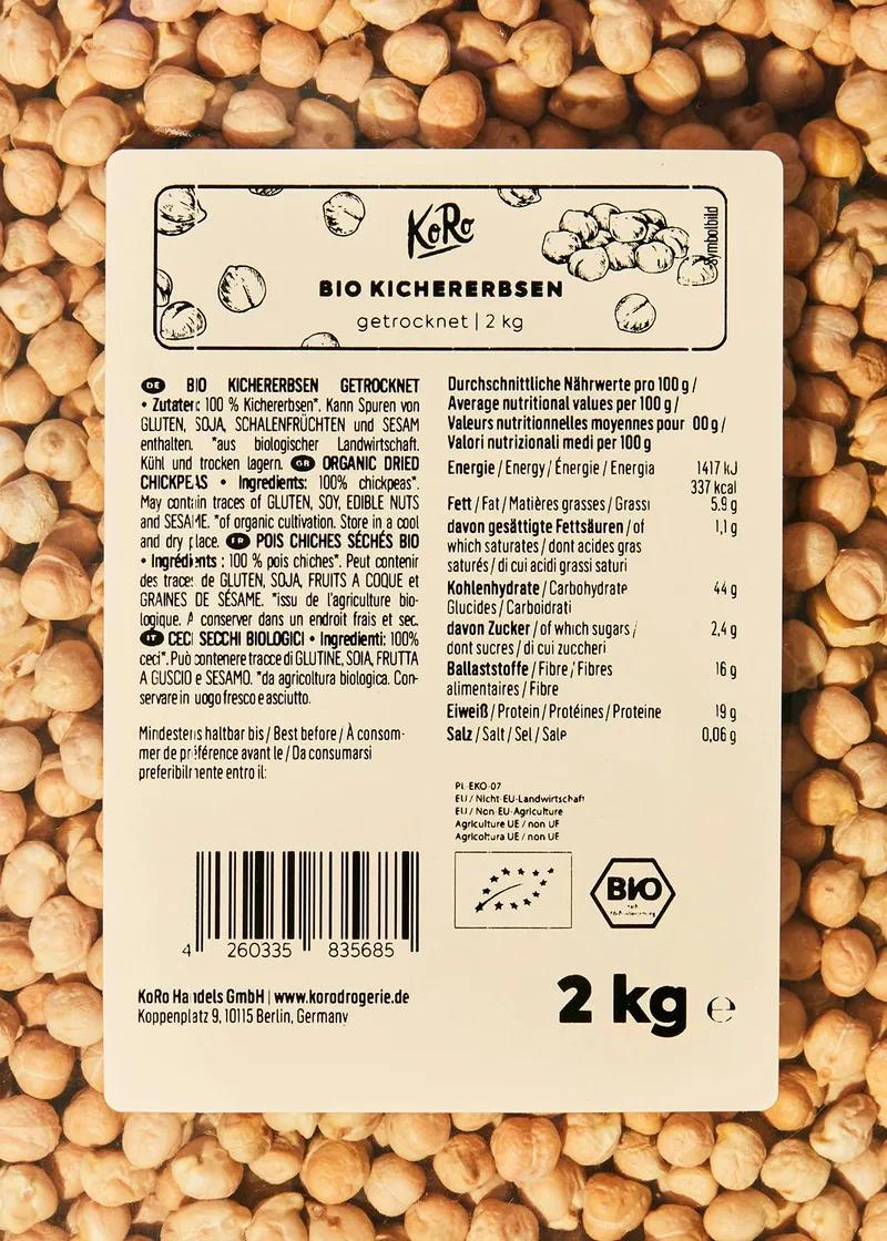 KoRo Bio Kichererbsen 2 kg – Produktbild 3 von 5