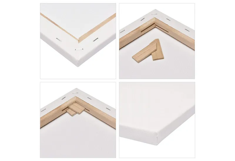 Artina Keilrahmen Akademie Leinwand, 20x20cm, Weiß, 3er Set, FSC, 100% Baumwolle, Canvas, 280 g/m², vorgrundiert, Galerieheftung & gefaltet, Weiß, – Produktbild 5 von 5