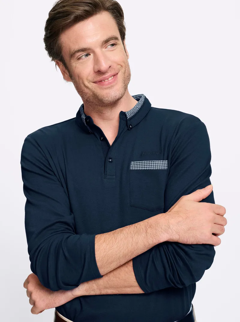 marco donati Langarmshirt dunkelblau, Dunkelblau, – Produktbild 2 von 2