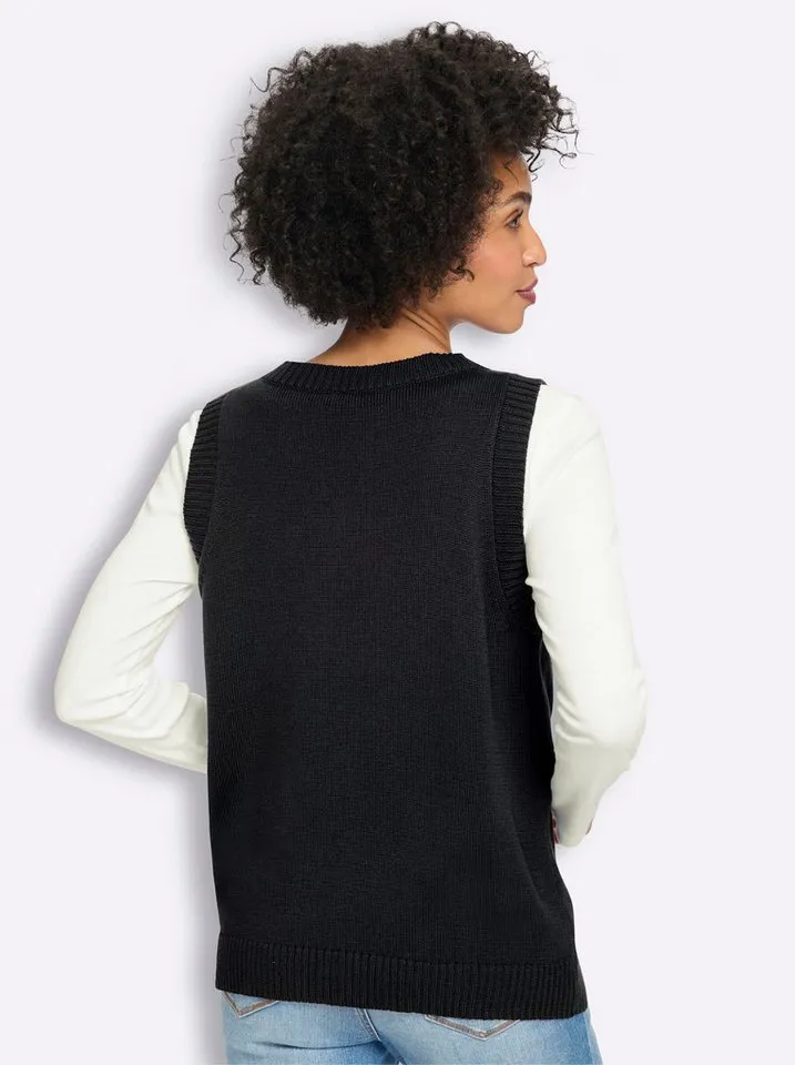 heine heine Strickweste Strickweste Ärmellos Feinstrick, Schwarz, – Produktbild 2 von 5